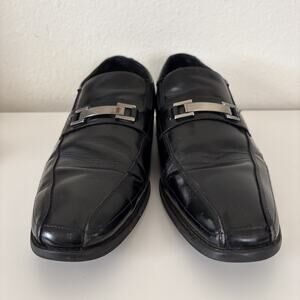 Stacy Adams Wakefield Men's Slip-On Black Shoes 9.5M Gunmetal Bit Formal Dress